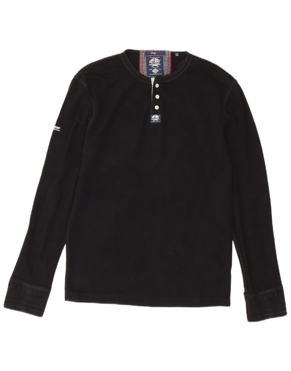 SUPERDRY Mens Heritage Top Long Sleeve XL Black Cotton