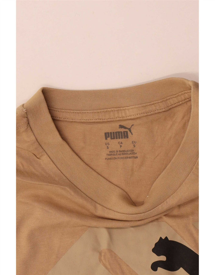 Puma Mens Graphic T-Shirt Top Small Beige Cotton