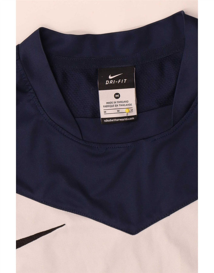 Nike Mens Dri Fit T-Shirt Top Medium Navy Blue Colourblock Polyester