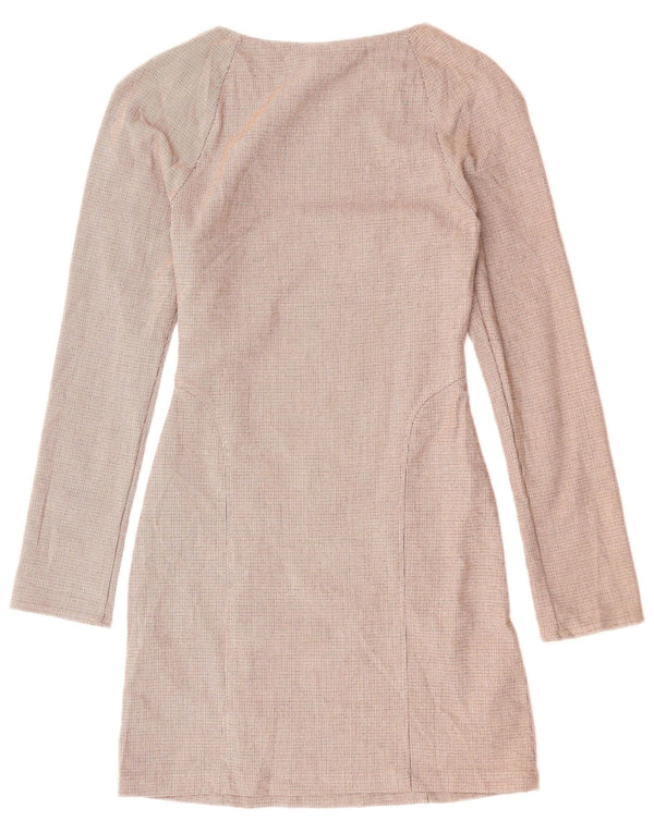 ZARA Womens Long Sleeve Sheath Dress UK 6 XS Red Check Polyester