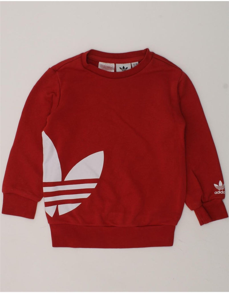 ADIDAS Girls Graphic Hoodie Jumper 2-3 Years Red Cotton | Vintage Adidas | Thrift | Second-Hand Adidas | Used Clothing | Messina Hembry 