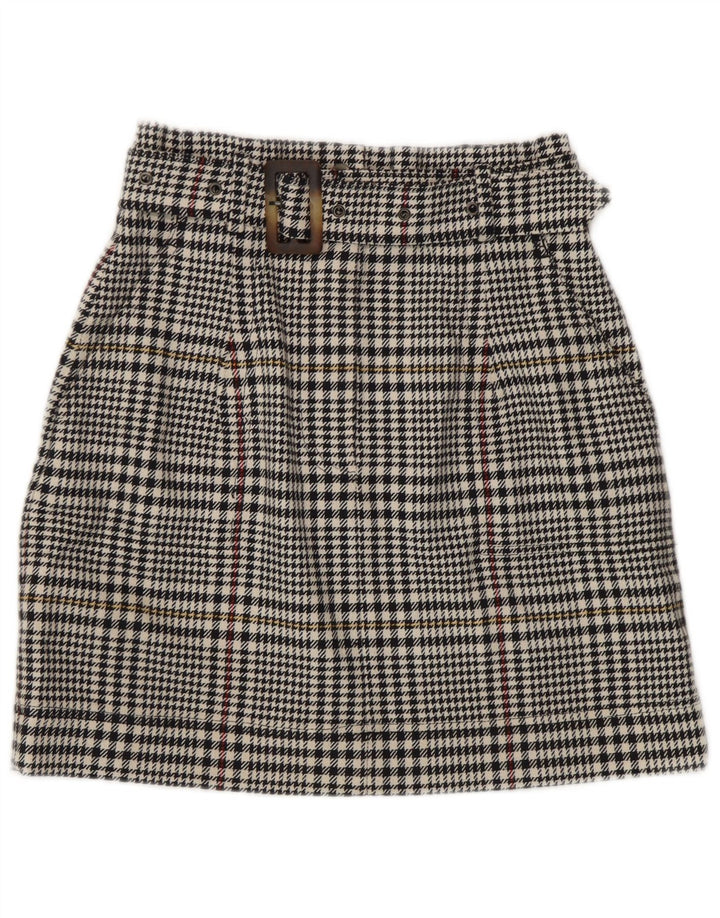 Marks & Spencer Womens Mini Skirt UK 8 Small W26  Black Houndstooth Cotton