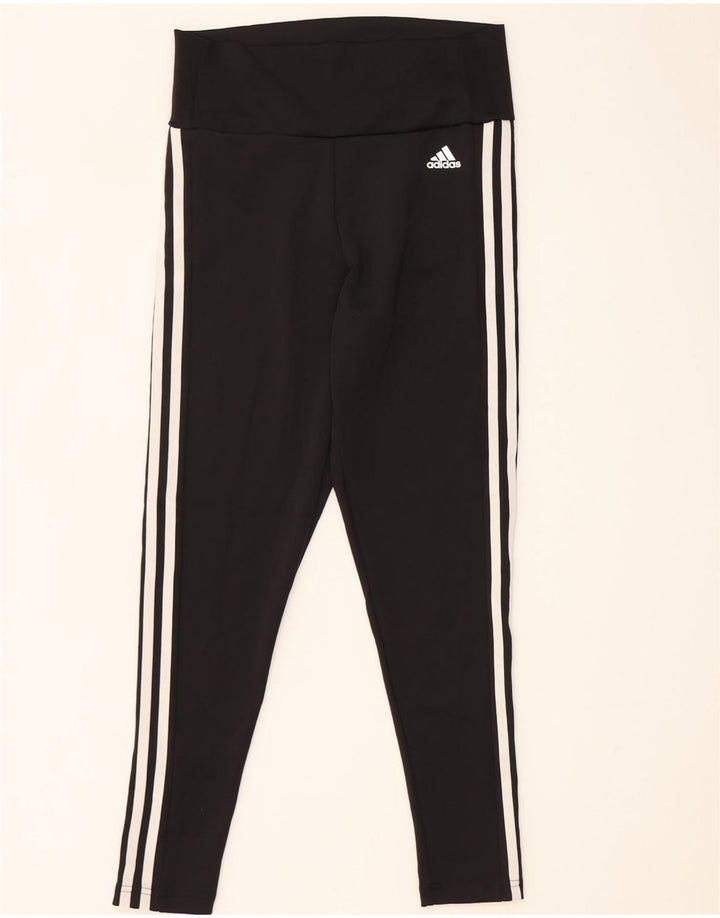 ADIDAS Womens Aeroready Leggings UK 12/14 Medium Black Polyester