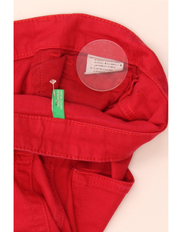 Benetton Womens Distressed Denim Shorts W25 XS Red Cotton