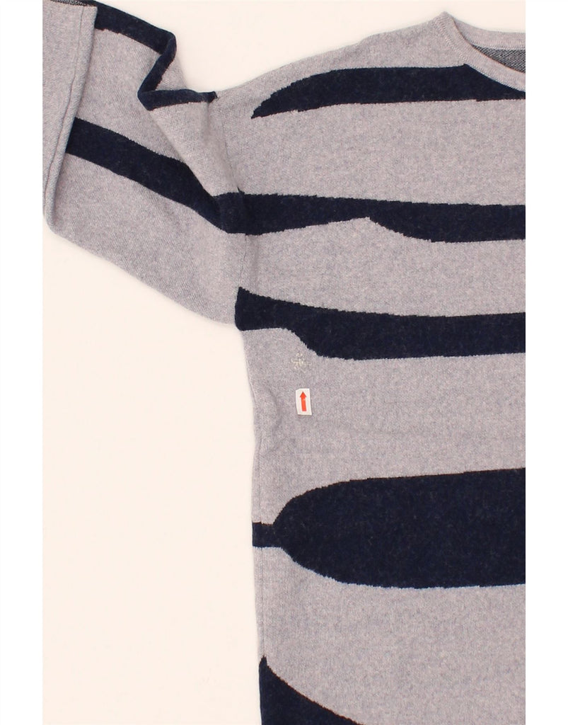 JIGSAW Womens Boat Neck Jumper Sweater UK 14 Medium Blue Colourblock Vintage Jigsaw and Second-Hand Jigsaw from Messina Hembry 