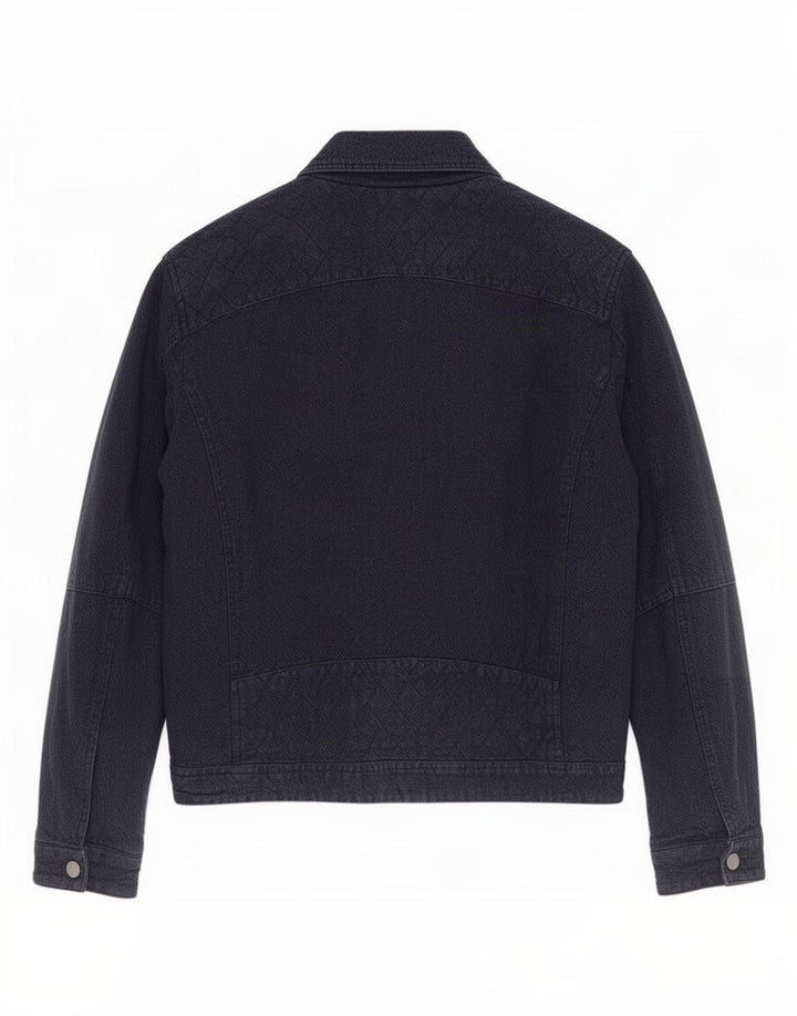 Zara Mens Biker Jacket UK 42 XL Navy Blue Polyester Modern