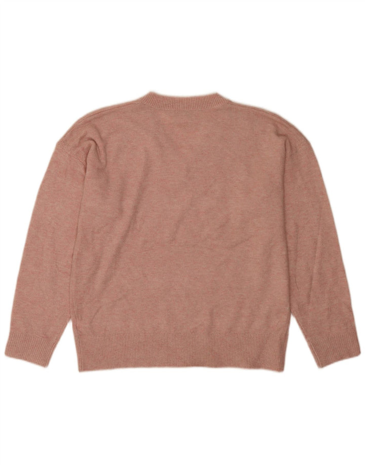 Marks & Spencer Womens V-Neck Jumper Sweater UK 14 Medium Pink Polyester