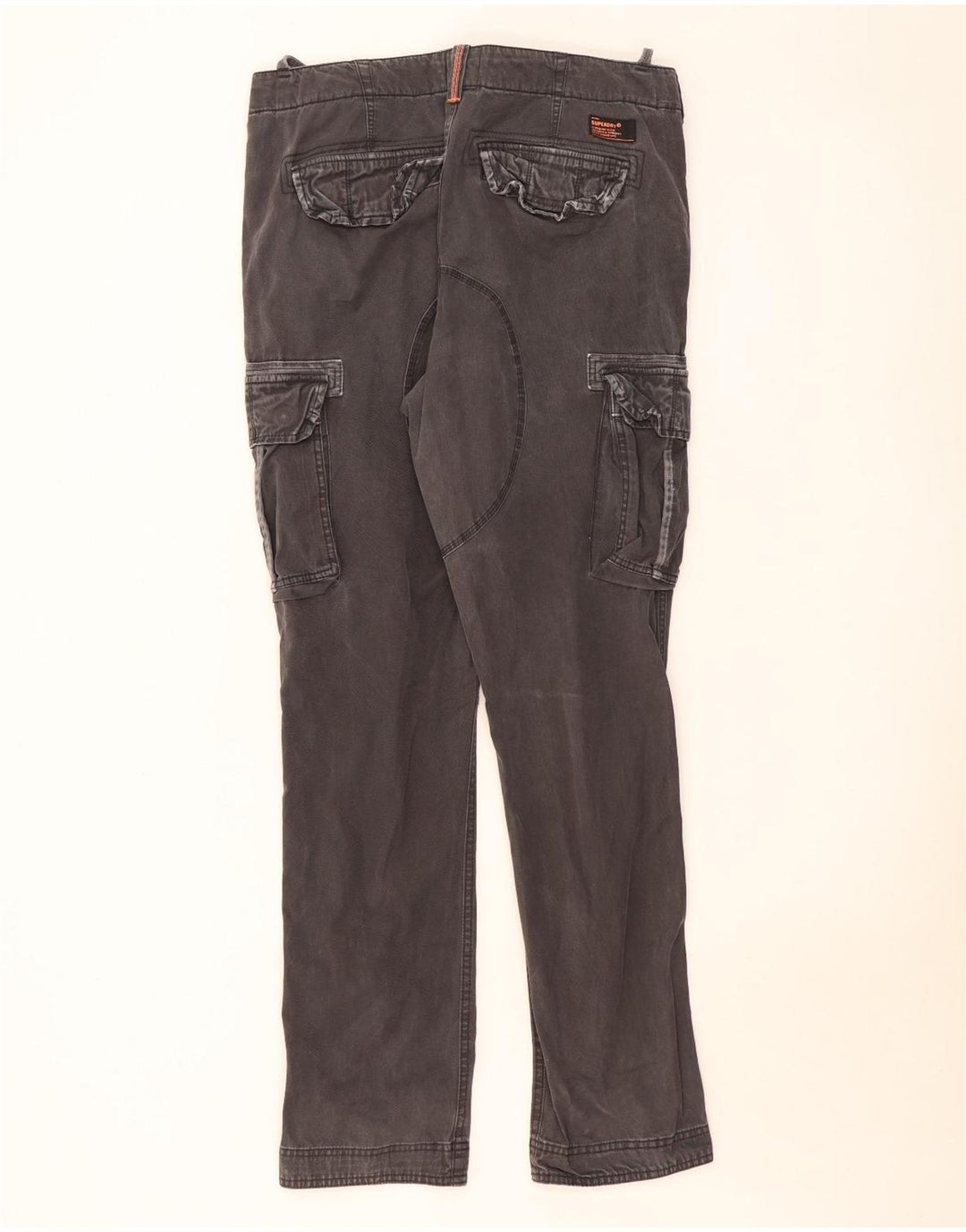 SUPERDRY Mens Slim Cargo Trousers Large W36 L33 Grey Cotton