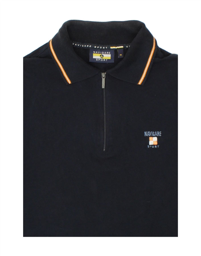 NAVIGARE Mens Polo Shirt Medium Navy Blue Cotton Vintage Navigare and Second-Hand Navigare from Messina Hembry 