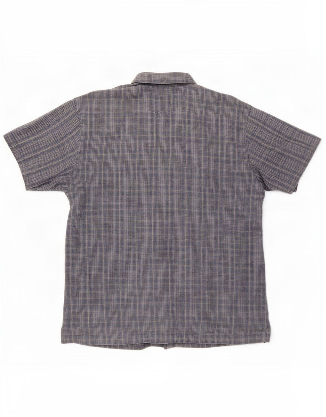 Ted Baker Mens Short Sleeve Shirt Size 4 Large Navy Blue Check Linen