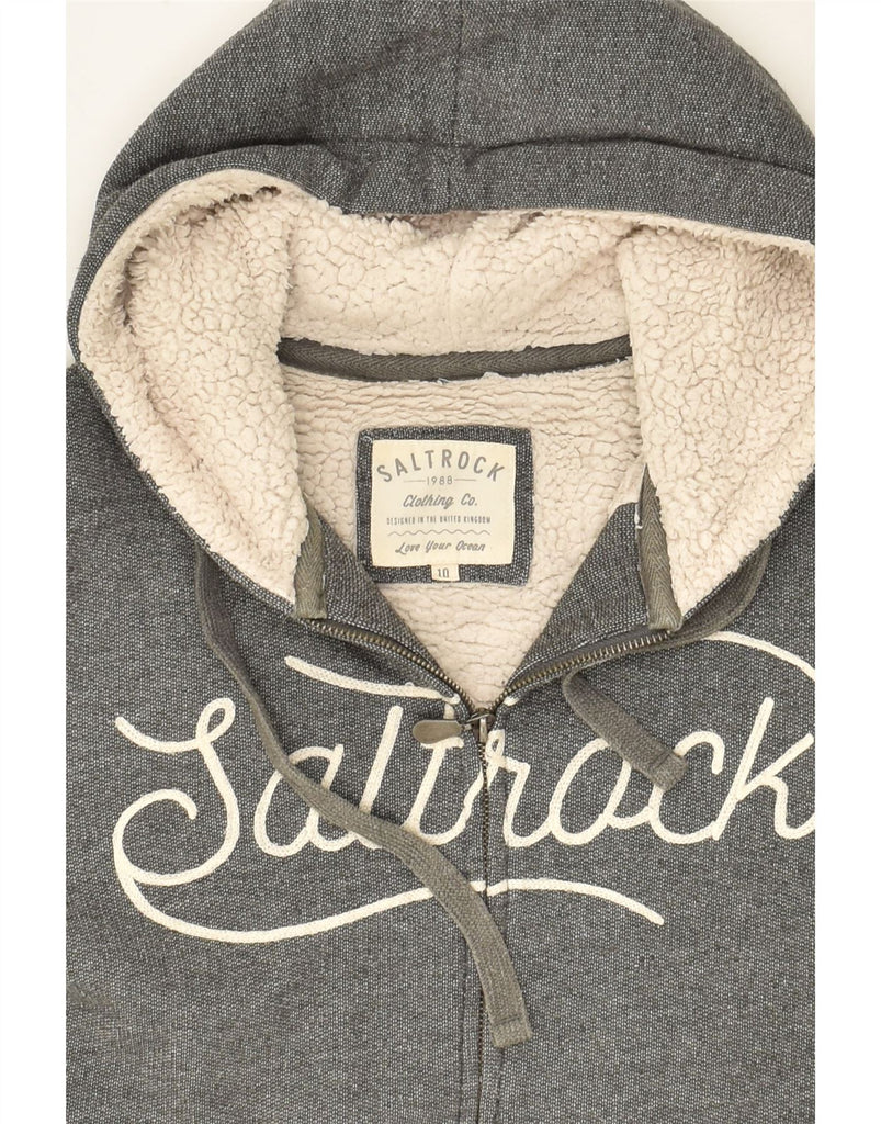 SALTROCK Boys Graphic Zip Hoodie Sweater 9-10 Years Grey Cotton | Vintage Saltrock | Thrift | Second-Hand Saltrock | Used Clothing | Messina Hembry 