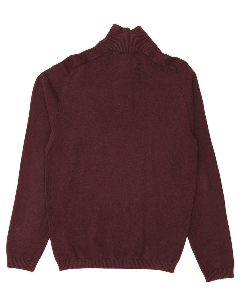 PENGUIN Mens Zip Neck Jumper Sweater Small Maroon Cotton Vintage Penguin and Second-Hand Penguin from Messina Hembry 