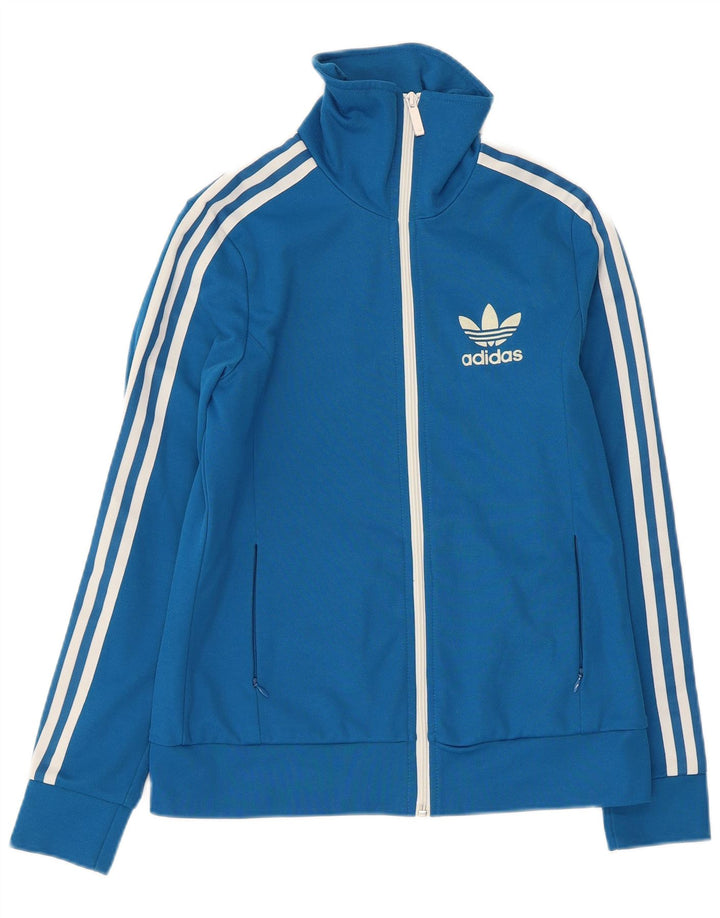 ADIDAS Womens Tracksuit Top Jacket EU 38 Medium Blue Cotton