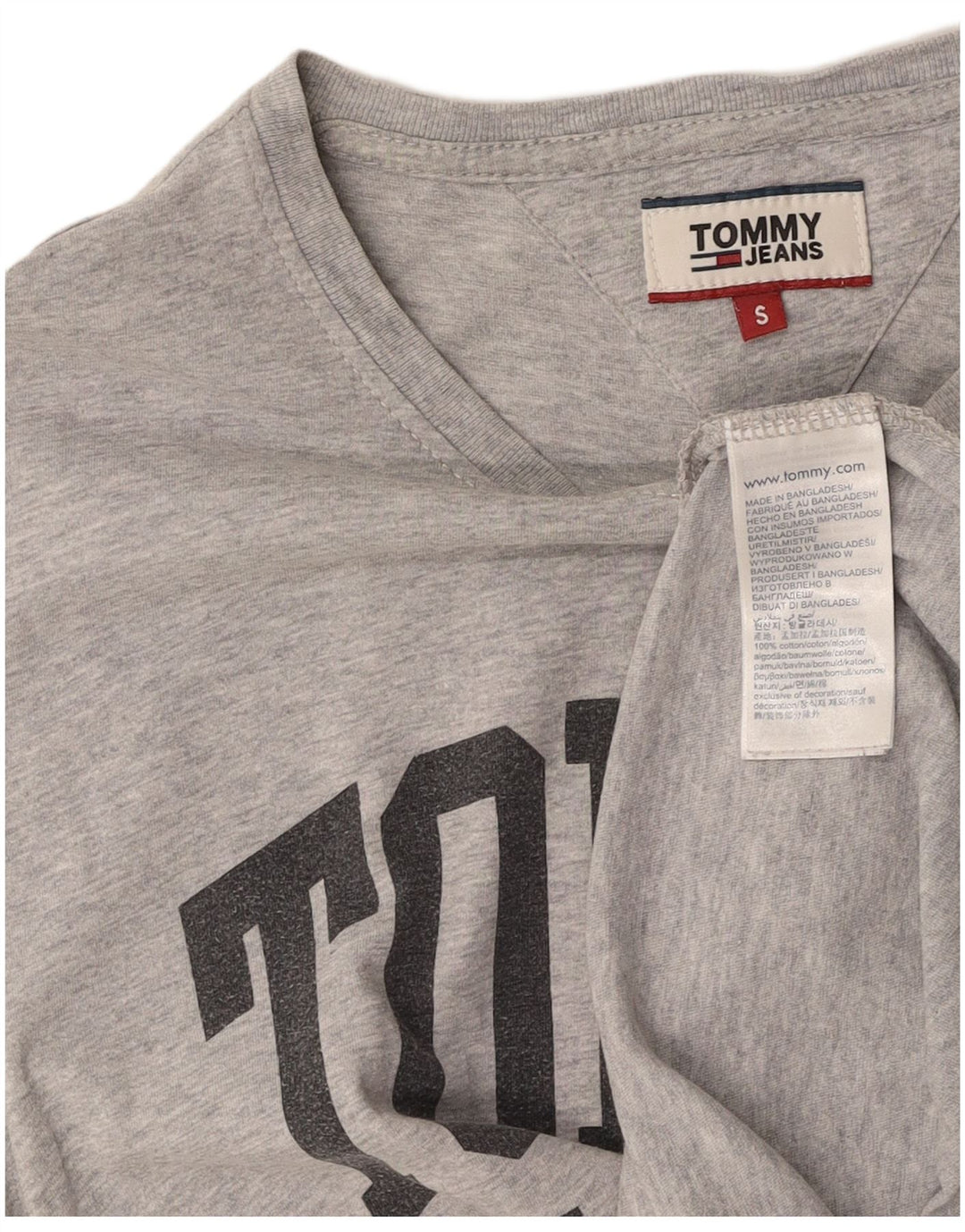TOMMY HILFIGER Mens Graphic T-Shirt Top Small Grey Cotton