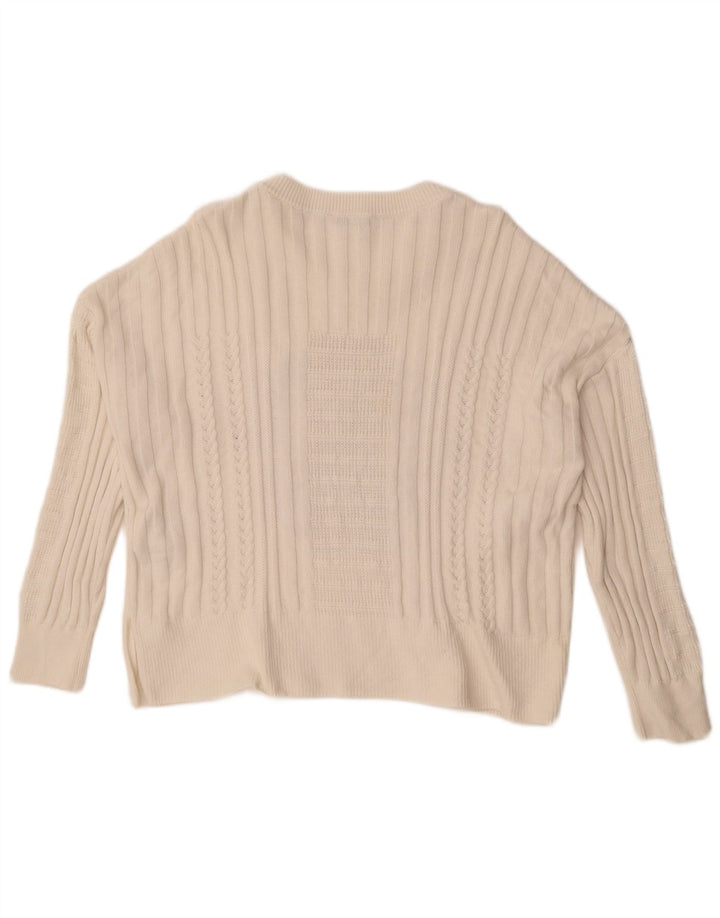 Tommy Hilfiger Womens Graphic Crew Neck Jumper Sweater UK 14 Medium White