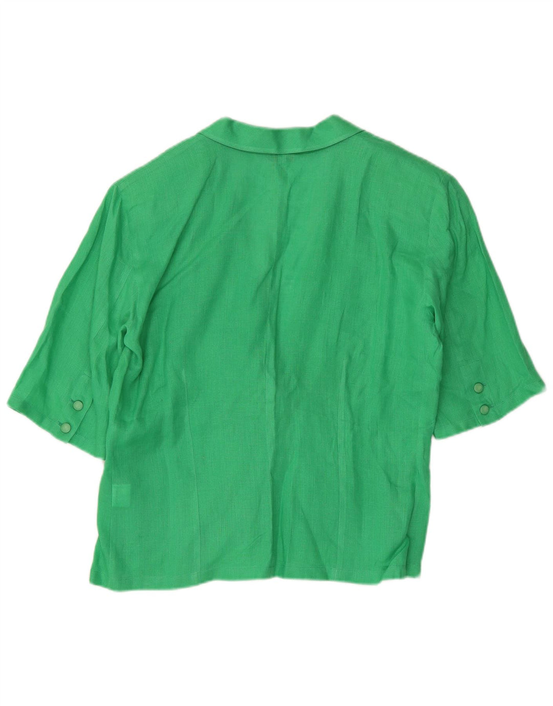 Vintage Womens Short Sleeve 1 Button Blazer Jacket IT 44 Medium Green Linen