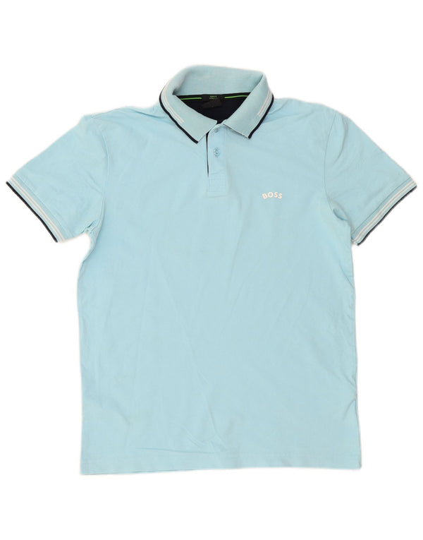 Hugo Boss Mens Slim Fit Polo Shirt Small Blue Cotton
