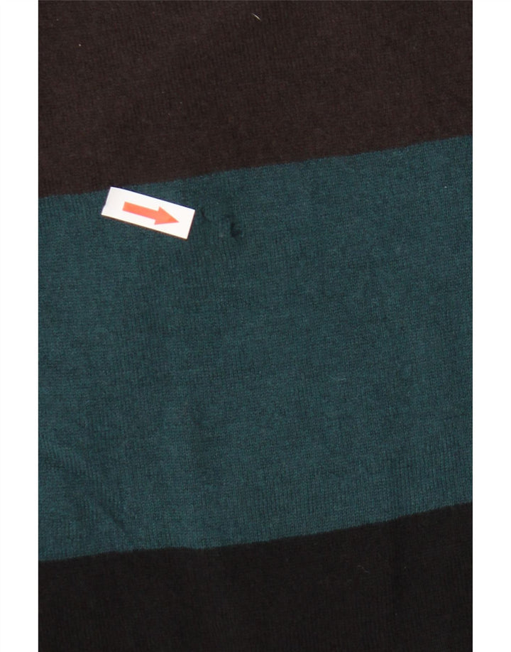 Zara Mens Boat Neck Jumper Sweater Medium Multicoloured Colourblock Wool