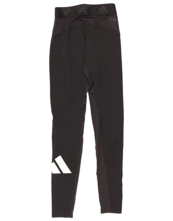 Adidas Womens Graphic Leggings UK 10 Small Black Polyester