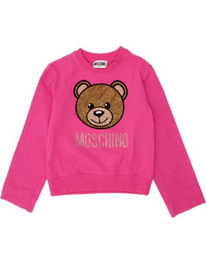 MOSCHINO Girls Teddy Bear Graphic Sweatshirt Jumper 5-6 Years Pink