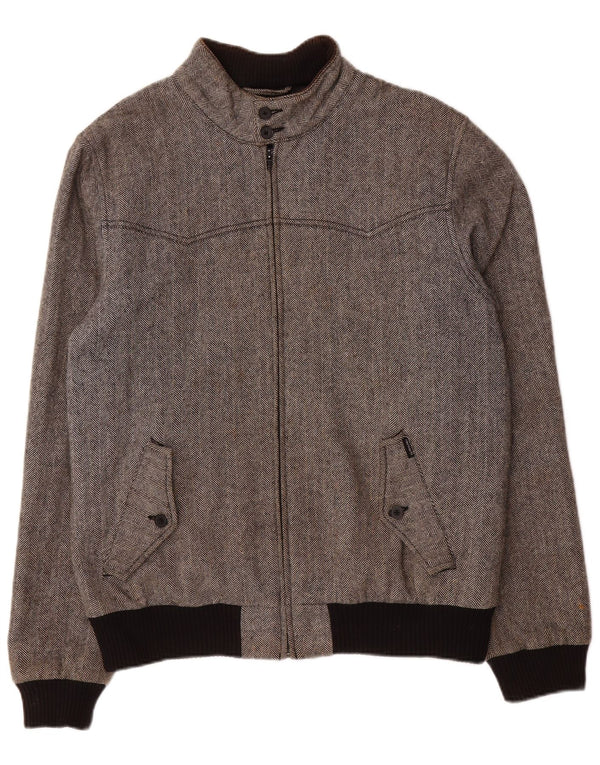 Carhartt Mens Bomber Jacket UK 38 Medium Grey Herringbone Polyester