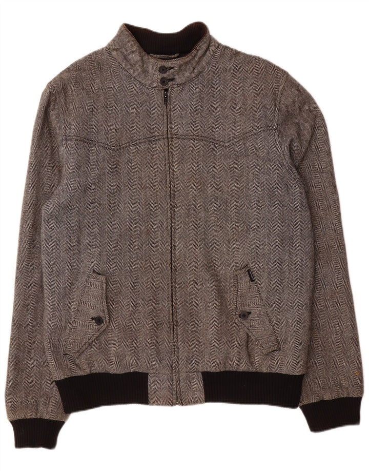 Carhartt Mens Bomber Jacket UK 38 Medium Grey Herringbone Polyester