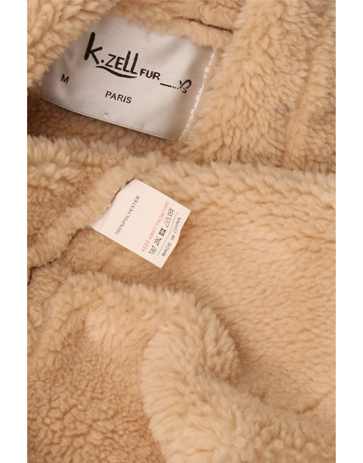 K. ZELL Womens Loose Fit Sherpa Overcoat UK 14 Medium Brown Geometric