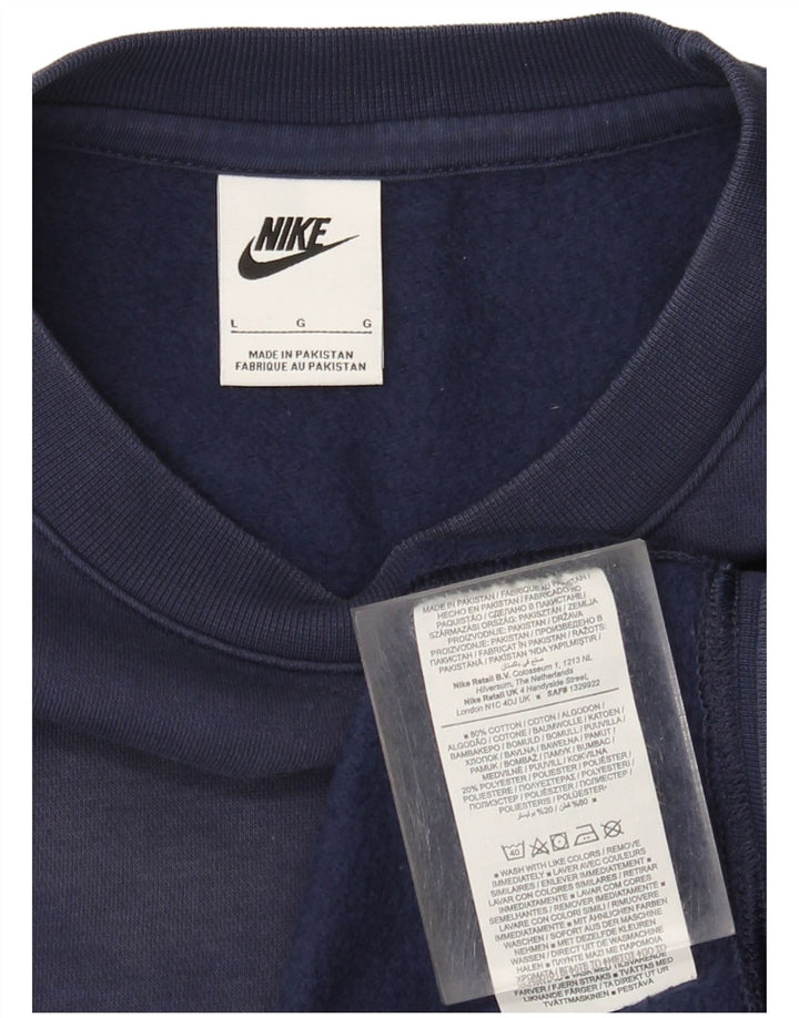 Nike Mens Sweatshirt Jumper Large Navy Blue Cotton