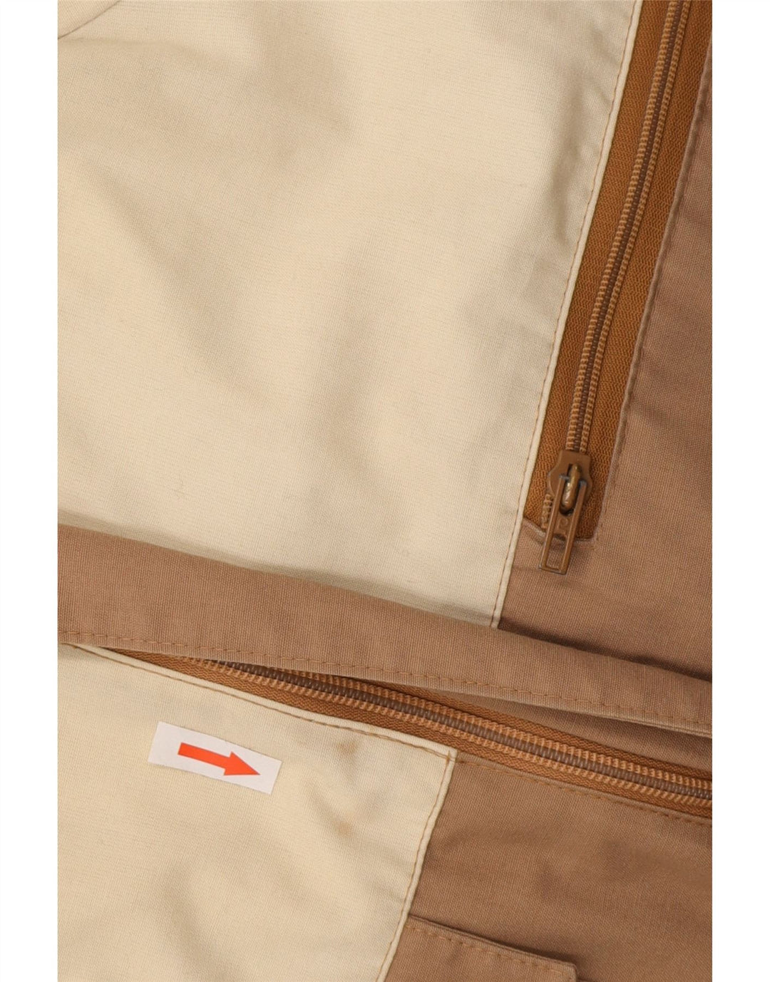 Vintage Mens Hooded Windbreaker Jacket IT 46 Small Beige Colourblock