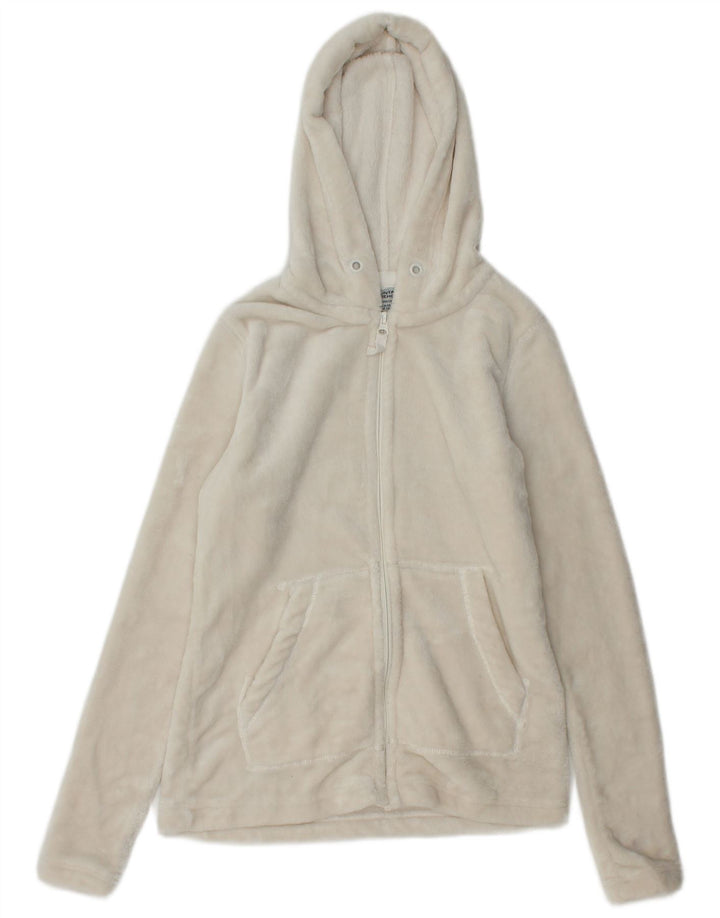Mountain Warehouse Womens Hooded Fleece Jacket UK 8 Small Off White