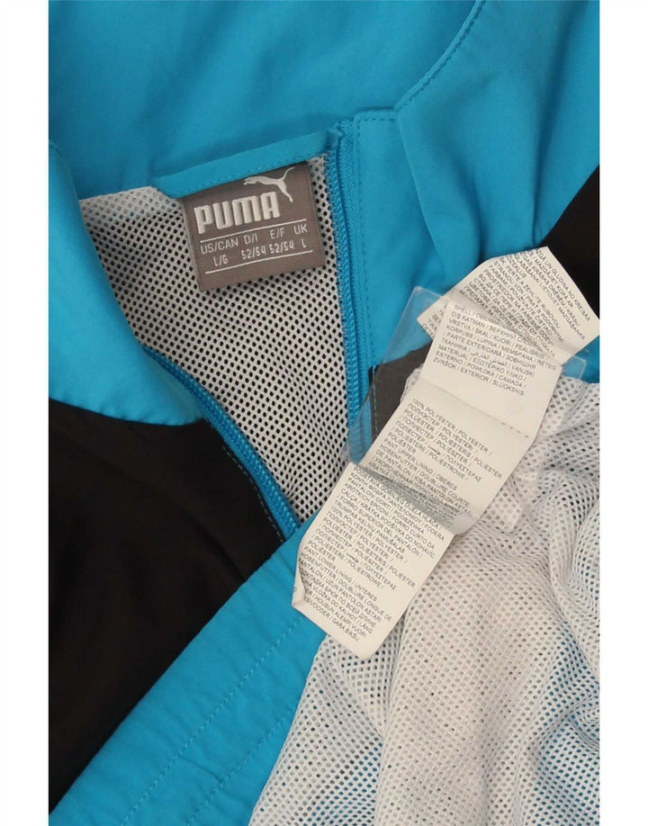 Puma Mens Tracksuit Top Jacket Large Blue Colourblock Polyester