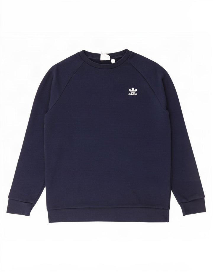 Adidas Mens Sweatshirt Jumper Medium Navy Blue Cotton