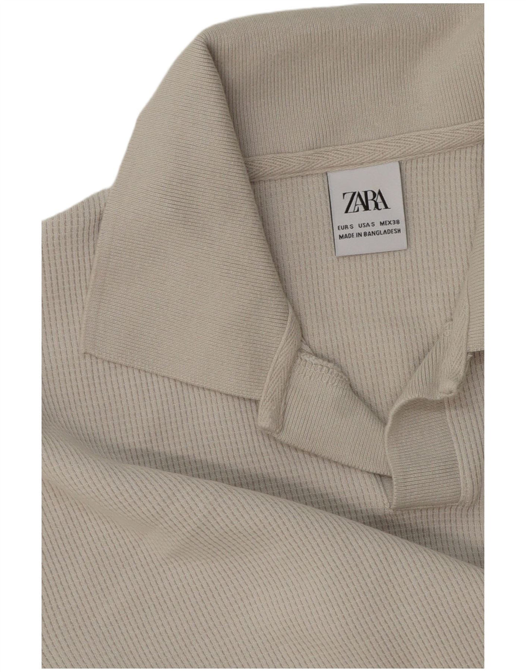 ZARA Mens Polo Neck Jumper Sweater Small Grey Cotton