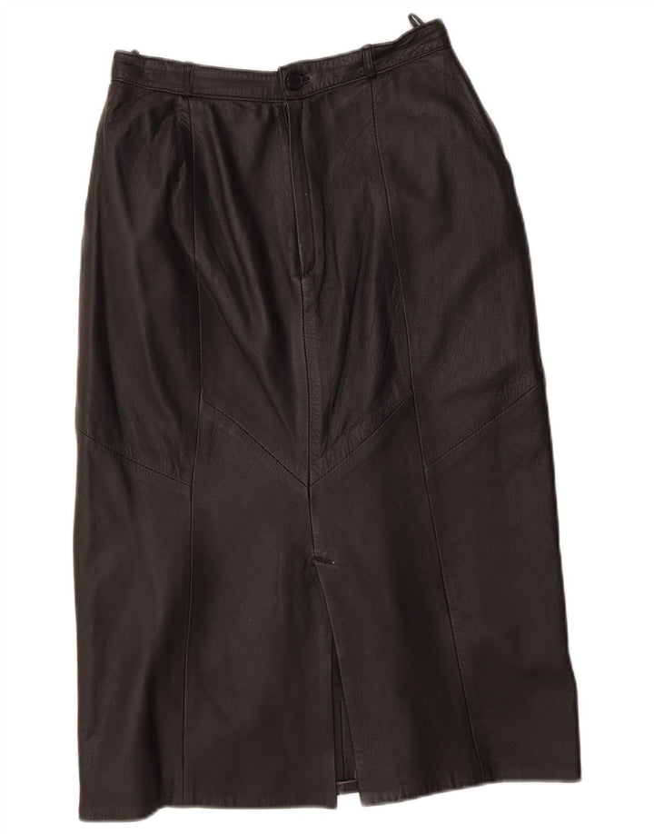Vintage Womens Leather Skirt EU 40 Medium W29 Black Leather