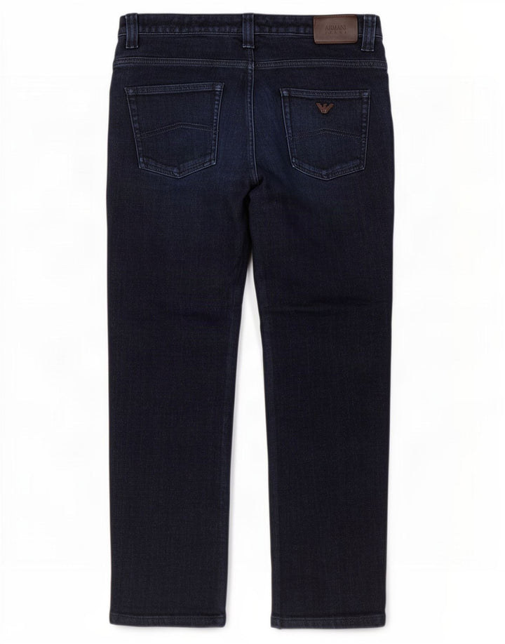 Armani Mens Straight Jeans W34 L29 Navy Blue Cotton