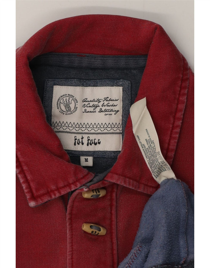 FAT FACE Mens Graphic Polo Neck Sweatshirt Jumper Medium Red Cotton