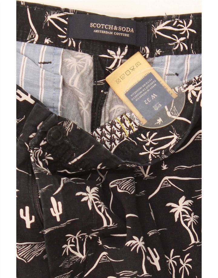 Scotch & Soda Mens Abstract Pattern Chino Shorts W32 Medium Black Hawaiian