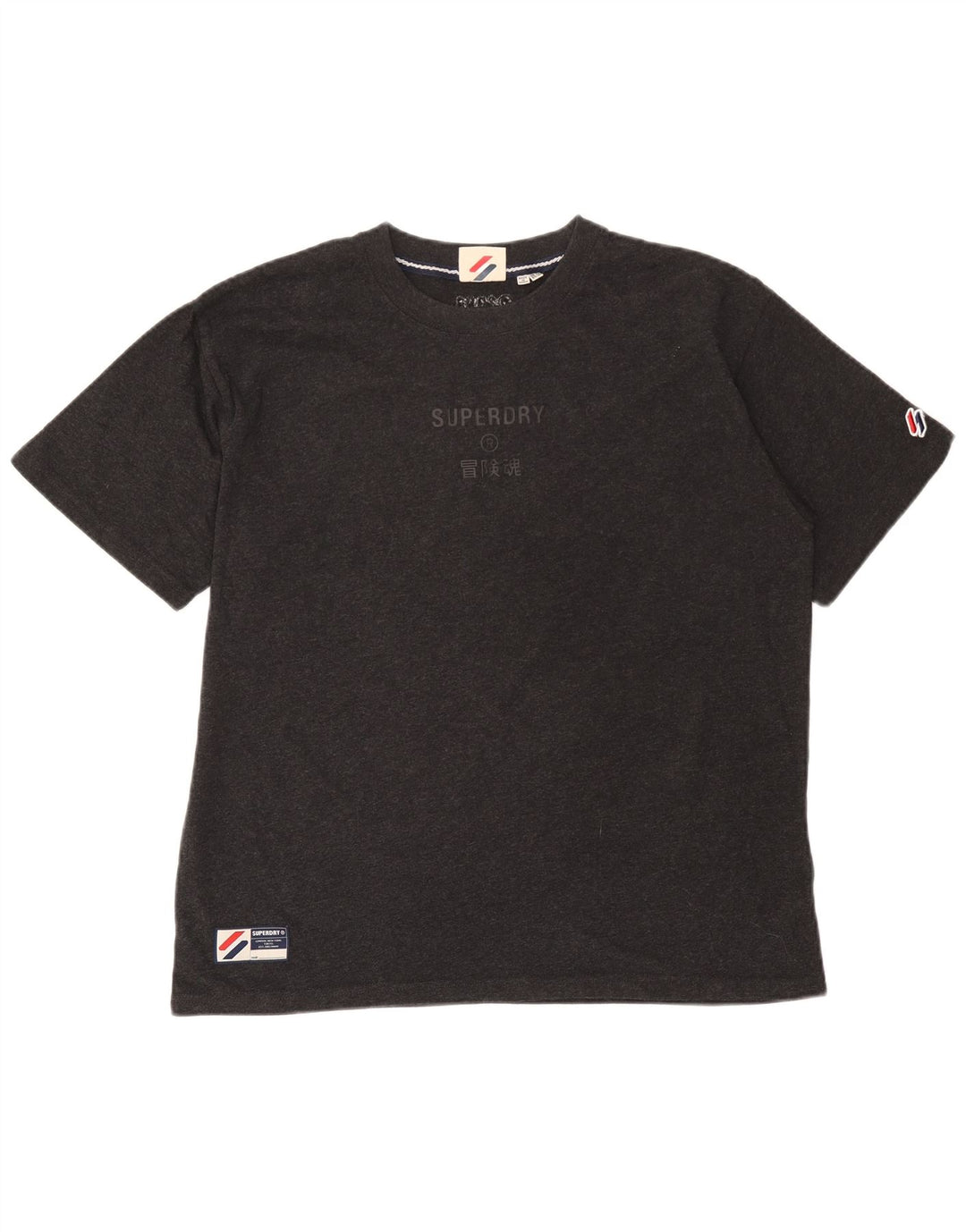 Superdry Womens Graphic T-Shirt Top UK 14 Large Grey Cotton