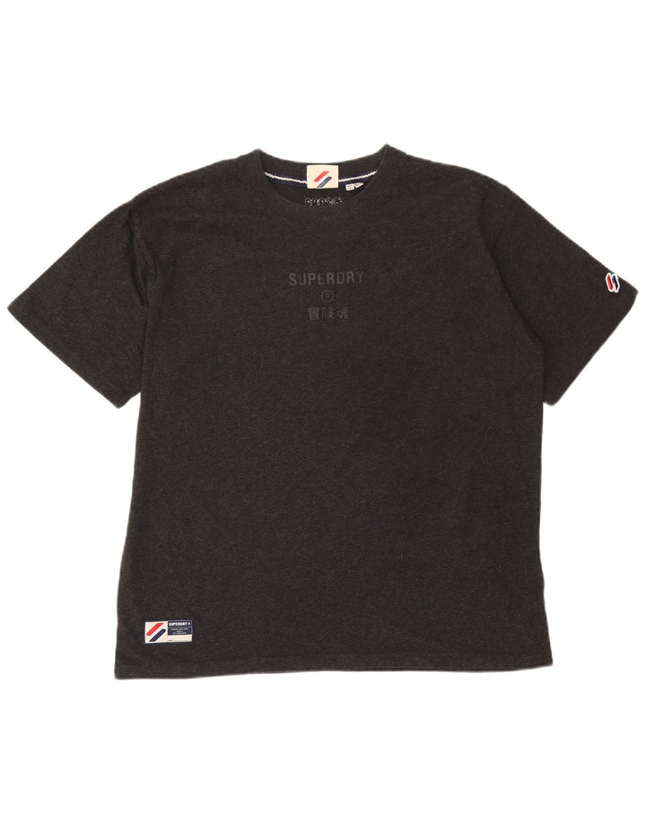 Superdry Womens Graphic T-Shirt Top UK 14 Large Grey Cotton