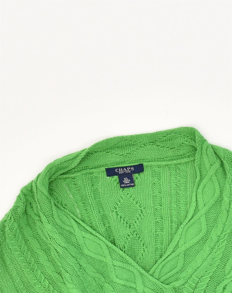 CHAPS Mens V-Neck Jumper Sweater UK 18 XL Green Cotton | Vintage Chaps | Thrift | Second-Hand Chaps | Used Clothing | Messina Hembry 