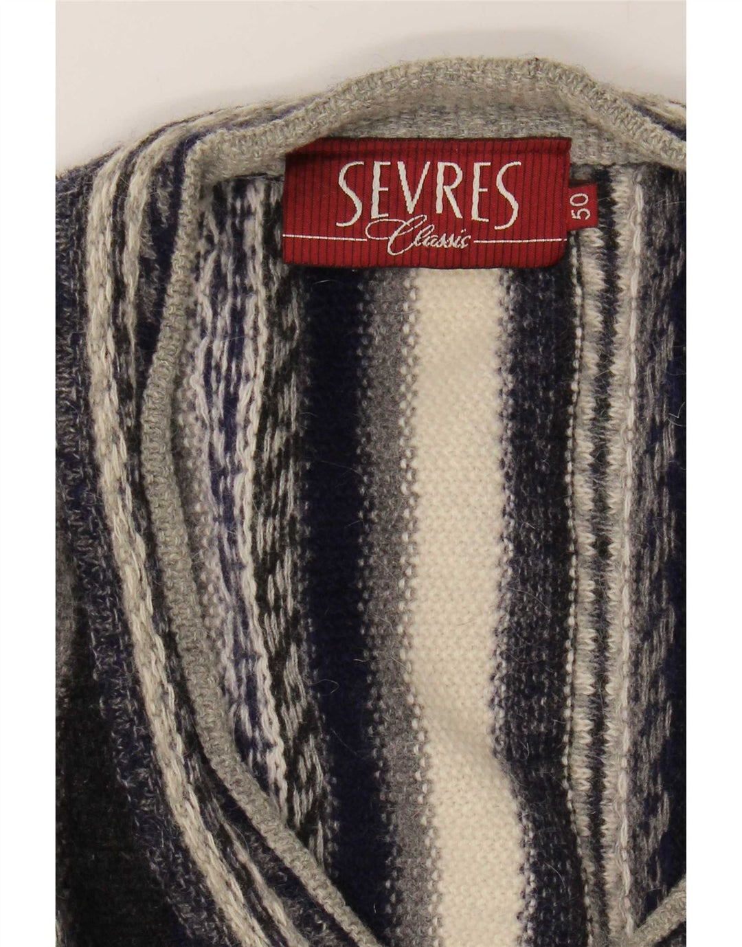 Sevres Mens V-Neck Jumper Sweater IT 50 Medium Multicoloured Striped