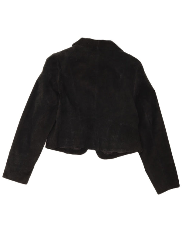 Vintage Womens Suede Bolero Jacket IT 40 Small Black