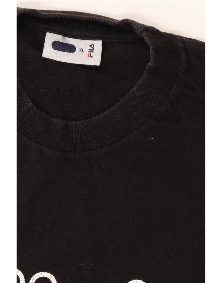 FILA Mens Graphic T-Shirt Top XL Black Cotton Vintage Fila and Second-Hand Fila from Messina Hembry 