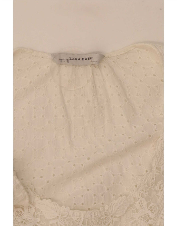 Zara Womens 3/4 Sleeve Blouse Top UK 10 Small White