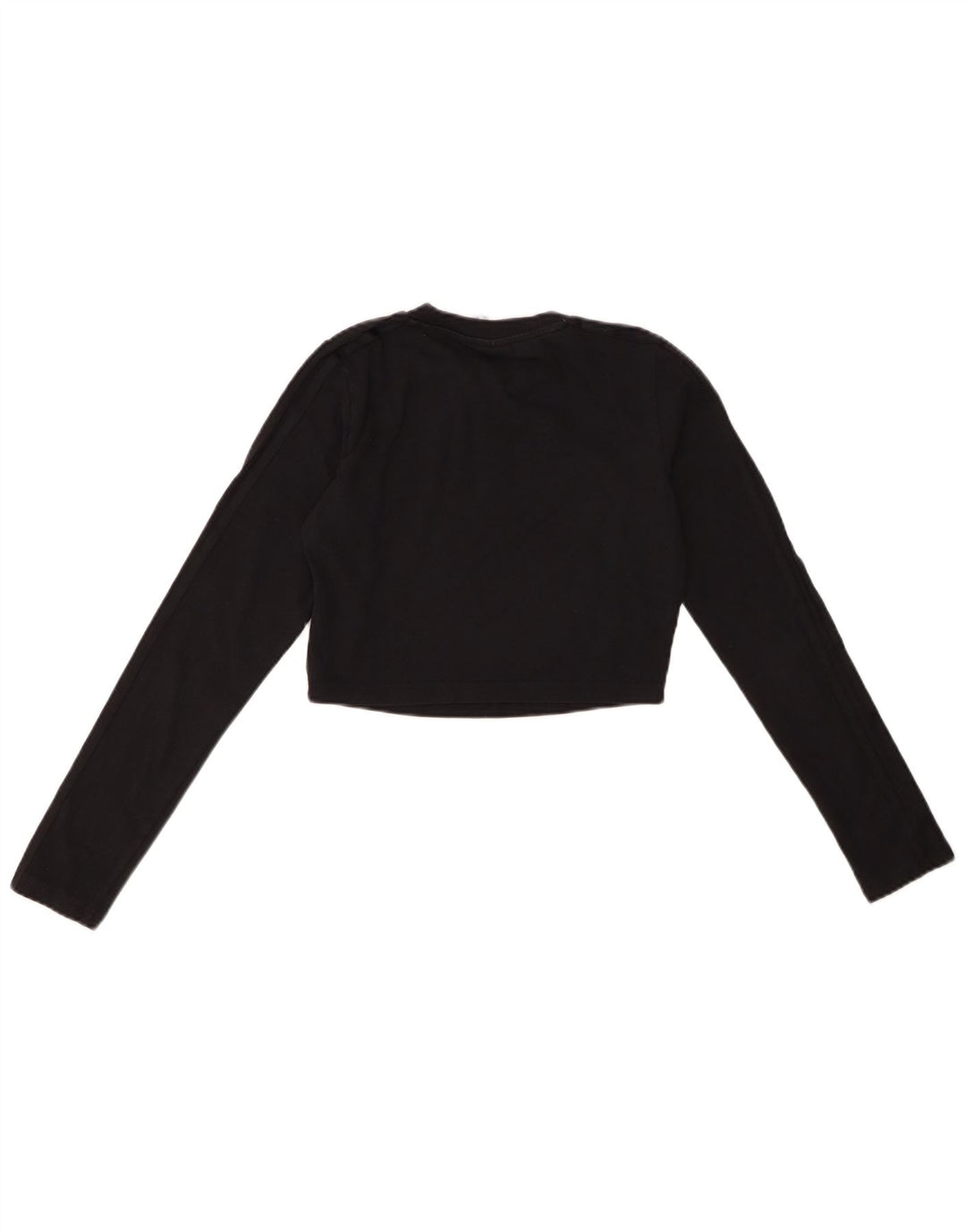 ADIDAS Womens Crop Top Long Sleeve UK 10 Small Black Cotton