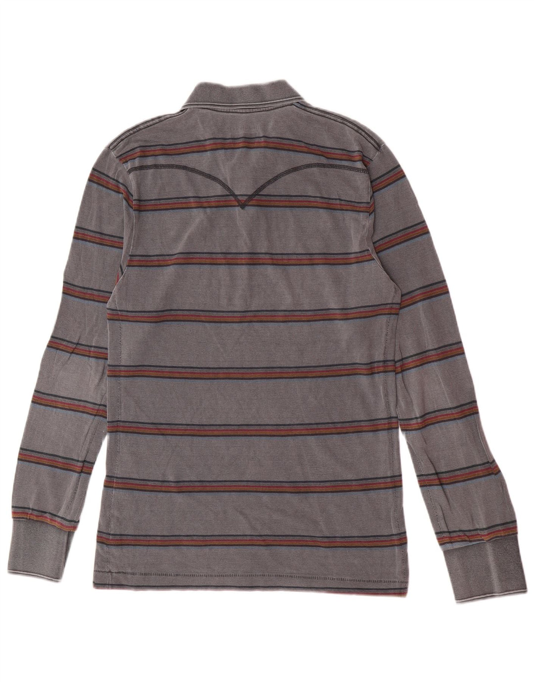 Levi's Mens Long Sleeve Polo Shirt Large Grey Striped Cotton
