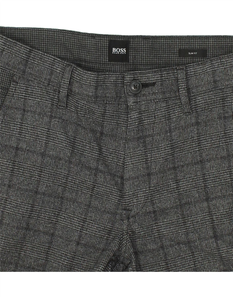 HUGO BOSS Womens Slim Fit Chino Trousers W31 L32 Grey Check Cotton Vintage Hugo Boss and Second-Hand Hugo Boss from Messina Hembry 