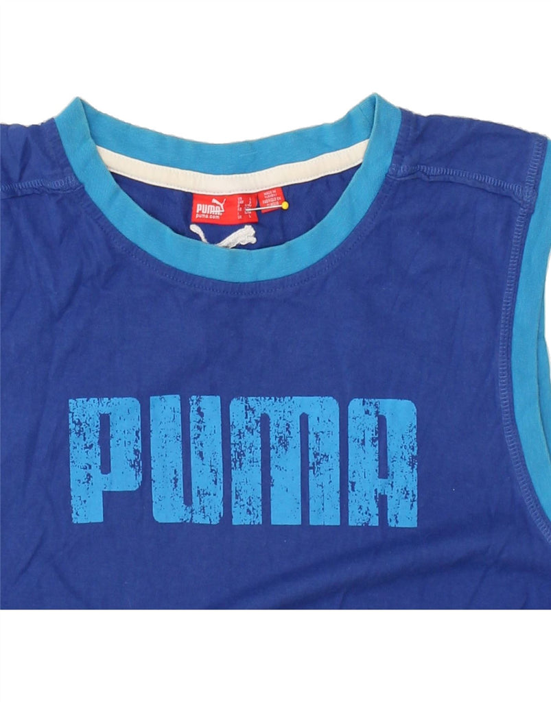 PUMA Mens Graphic Vest Top Large Blue | Vintage Puma | Thrift | Second-Hand Puma | Used Clothing | Messina Hembry 