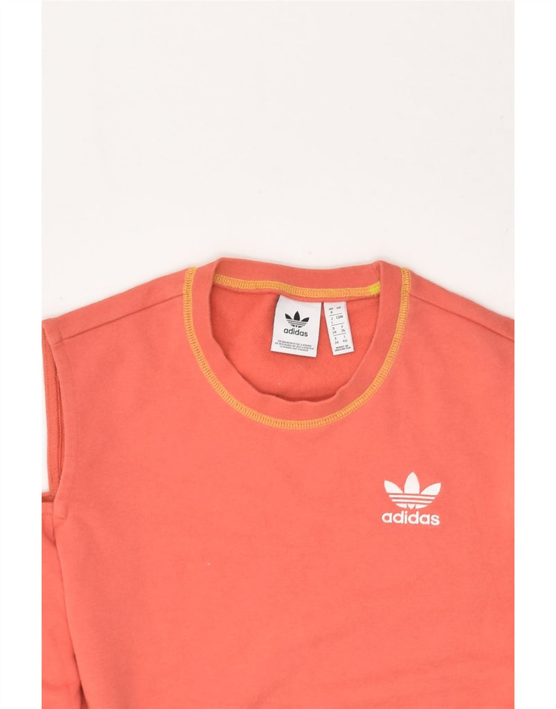 ADIDAS Womens Off Shoulder Sweatshirt Jumper UK 8 Small Orange Cotton | Vintage Adidas | Thrift | Second-Hand Adidas | Used Clothing | Messina Hembry 