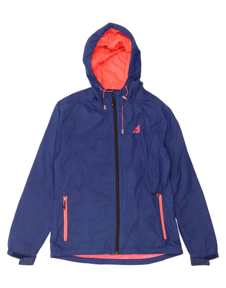 VINTAGE Womens Hooded Rain Jacket UK 16 Large Blue Polyester Vintage Vintage and Second-Hand Vintage from Messina Hembry 